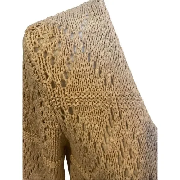 BCBG Maxazaria Beige Long Sleeve Knitted Open Cardigan Size Medium - Picture 7 of 10